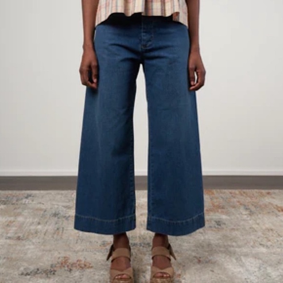 THE GREAT. The Seafair Jean Ultrahigh Wide Leg Jean Blue Grass Wash 26 - Picture 2 of 13